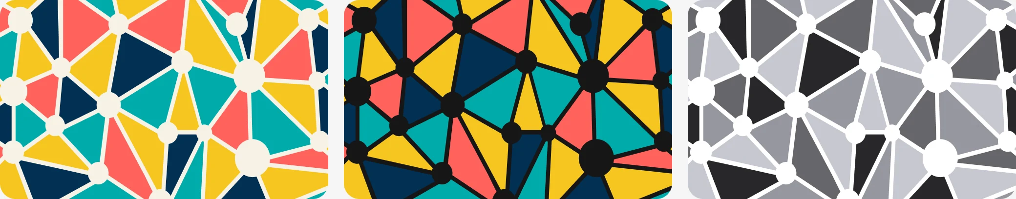 The pattern in full colour, on black and in one tone
